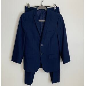 Marc New York Navy Checked skinny Suit size 14